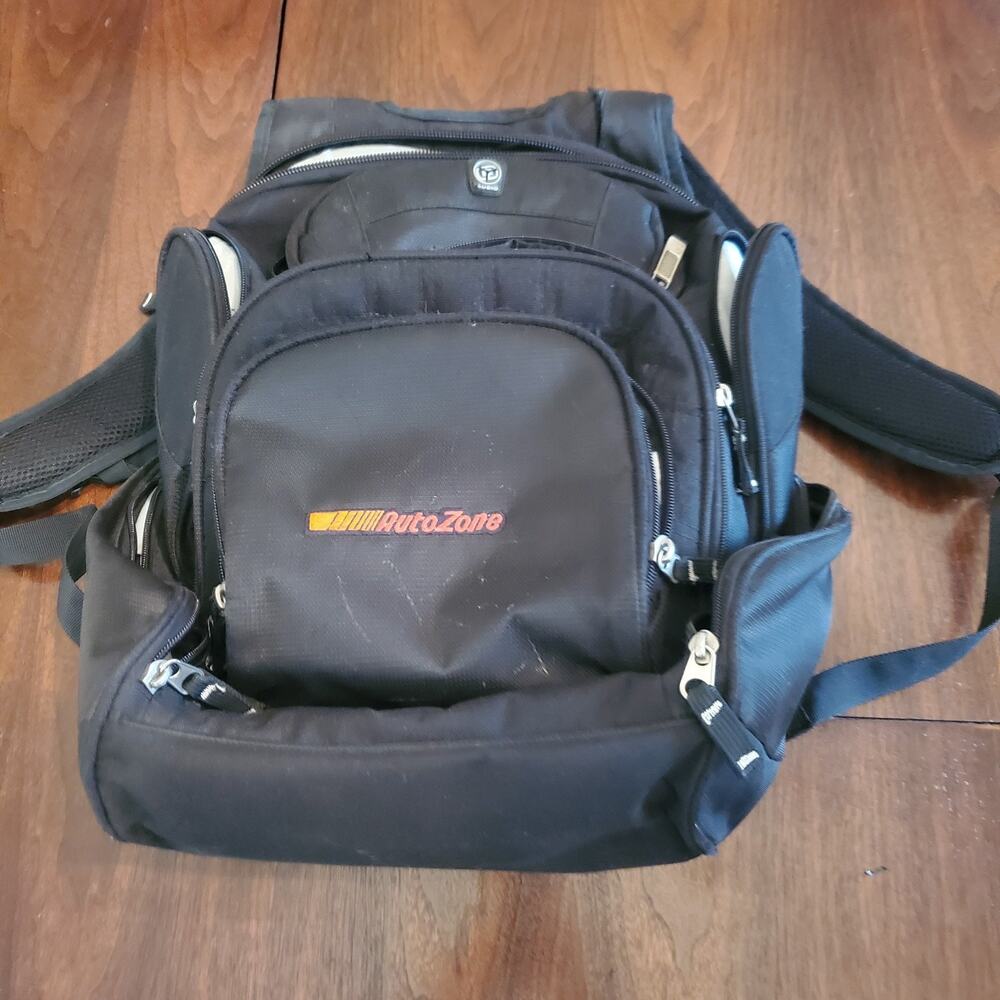 AutoZone Embroidered Laptop Backpack Black Multi-Pocket Travel Work Tech Bag